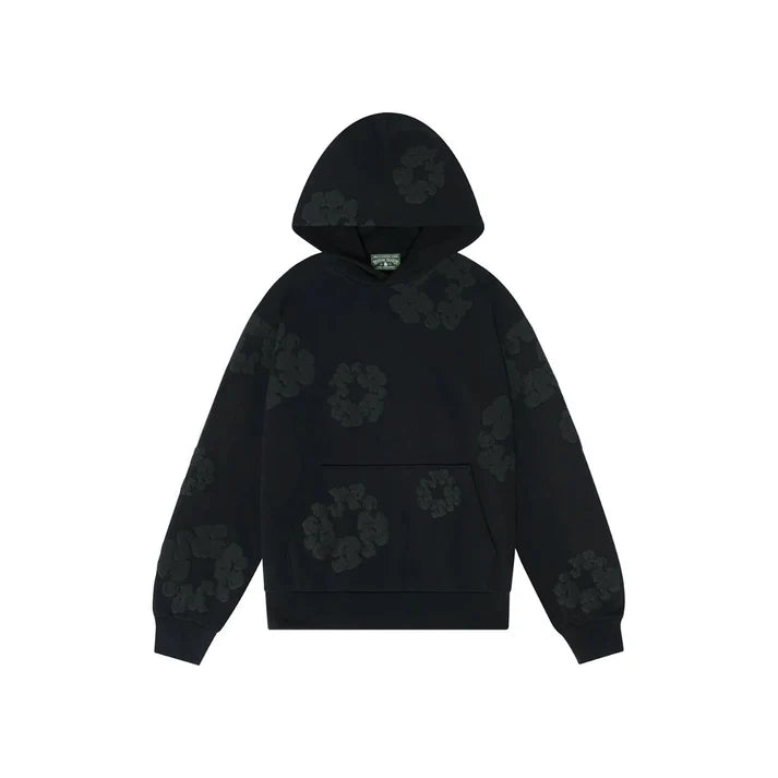 Denim Tears Wreath Hoodie Black Mono Chrome