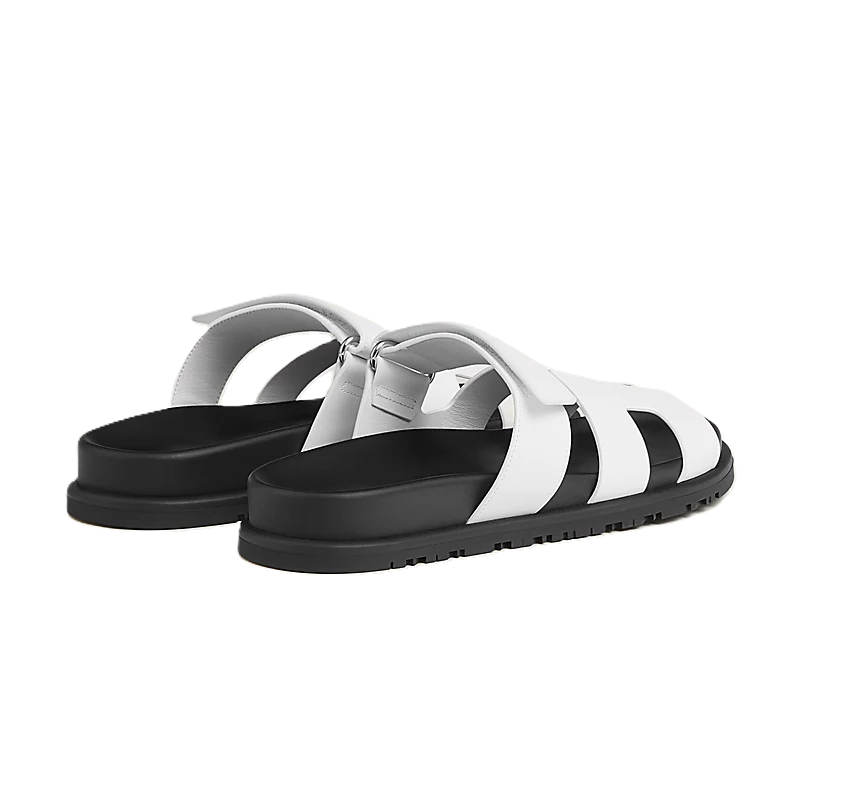 Hermes Chypre Sandals White Leather