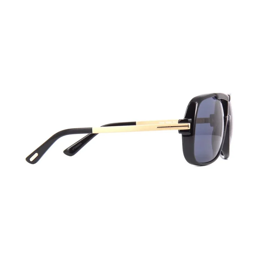 Tom Ford Caine TF800 01A Sunglasses Shiny Black and Gold - Grey