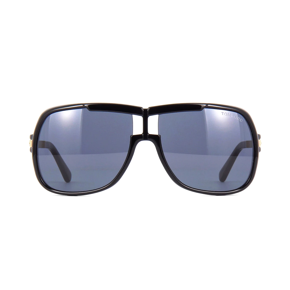 Tom Ford Caine TF800 01A Sunglasses Shiny Black and Gold - Grey